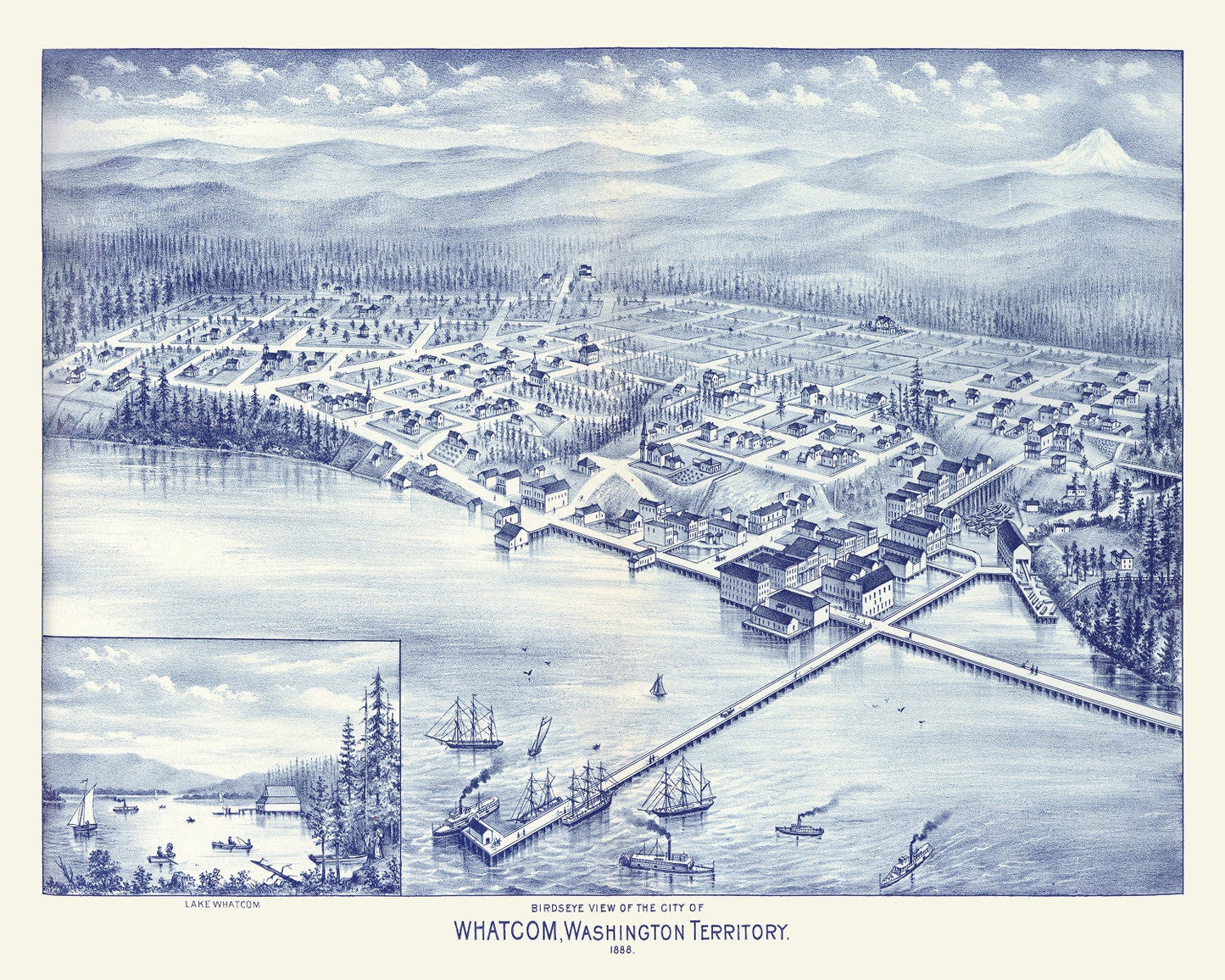 Vintage Map of Whatcom, Washington, 1889