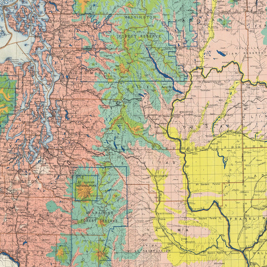Vintage Map of Washington State, 1889 Edition B