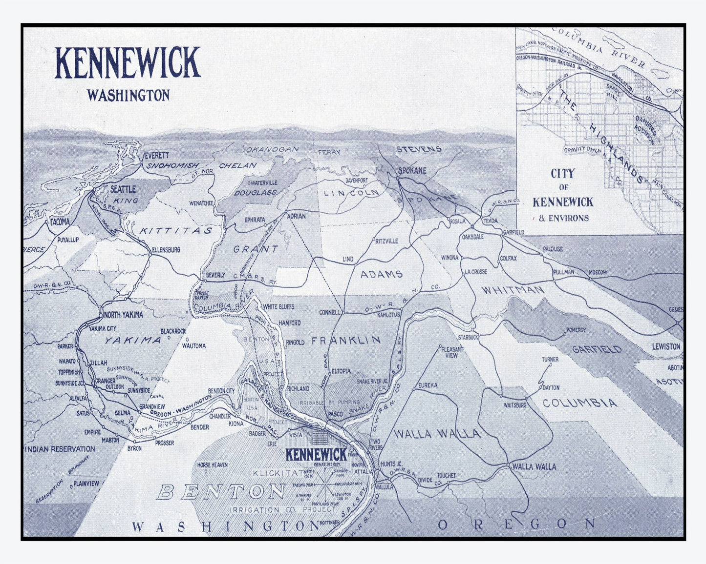 Vintage Map of Kennewick, Washington, 1911