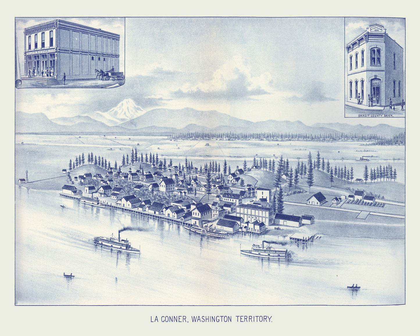 Vintage Map of La Conner, Washington, 1889