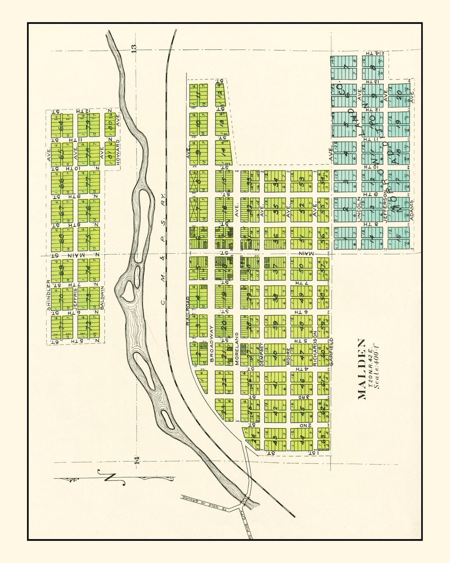 Vintage Map of Malden, Washington, 1910