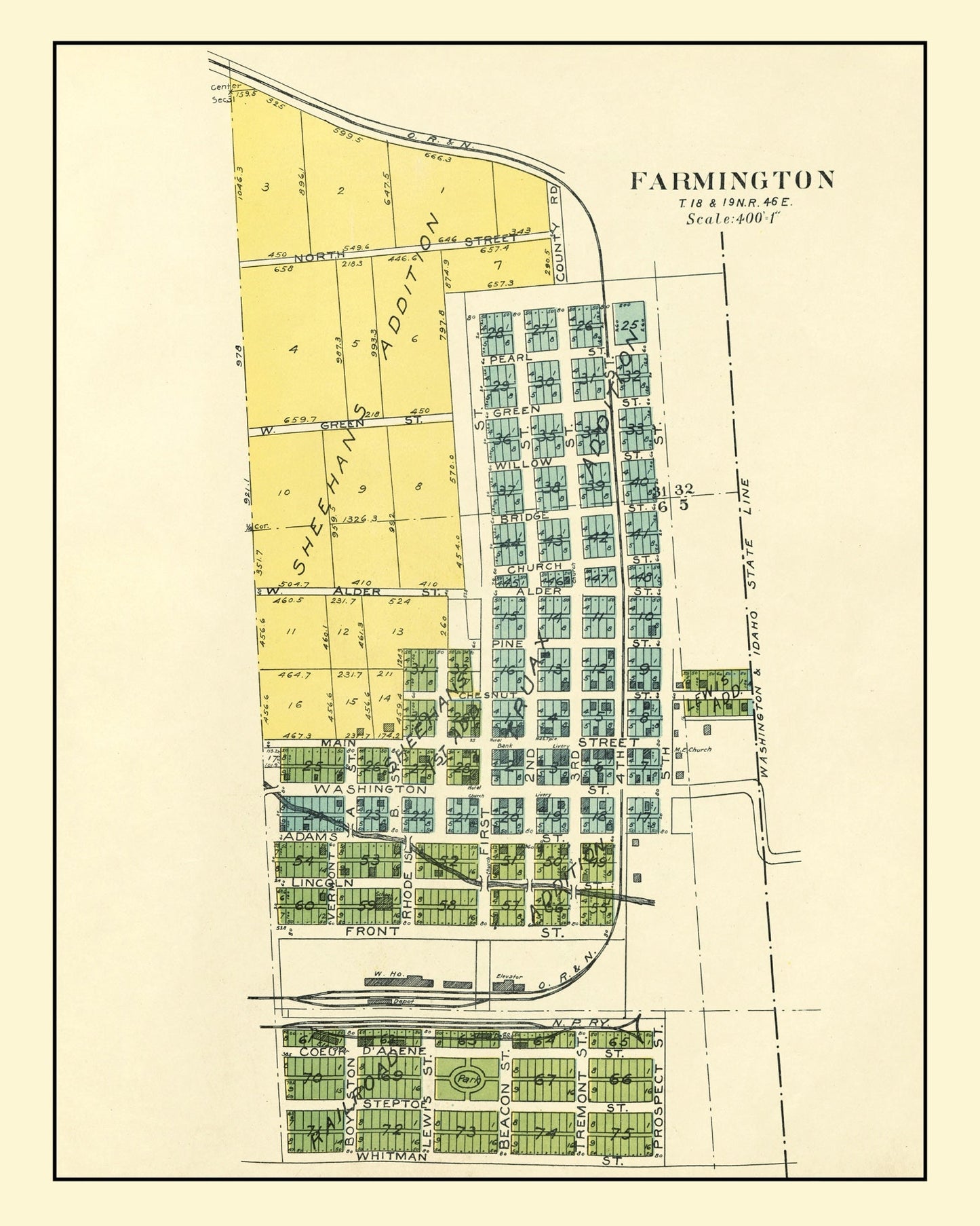 Vintage Map of Farmington, Washington, 1910