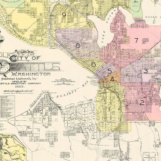 Vintage Map of Seattle, Washington, 1899