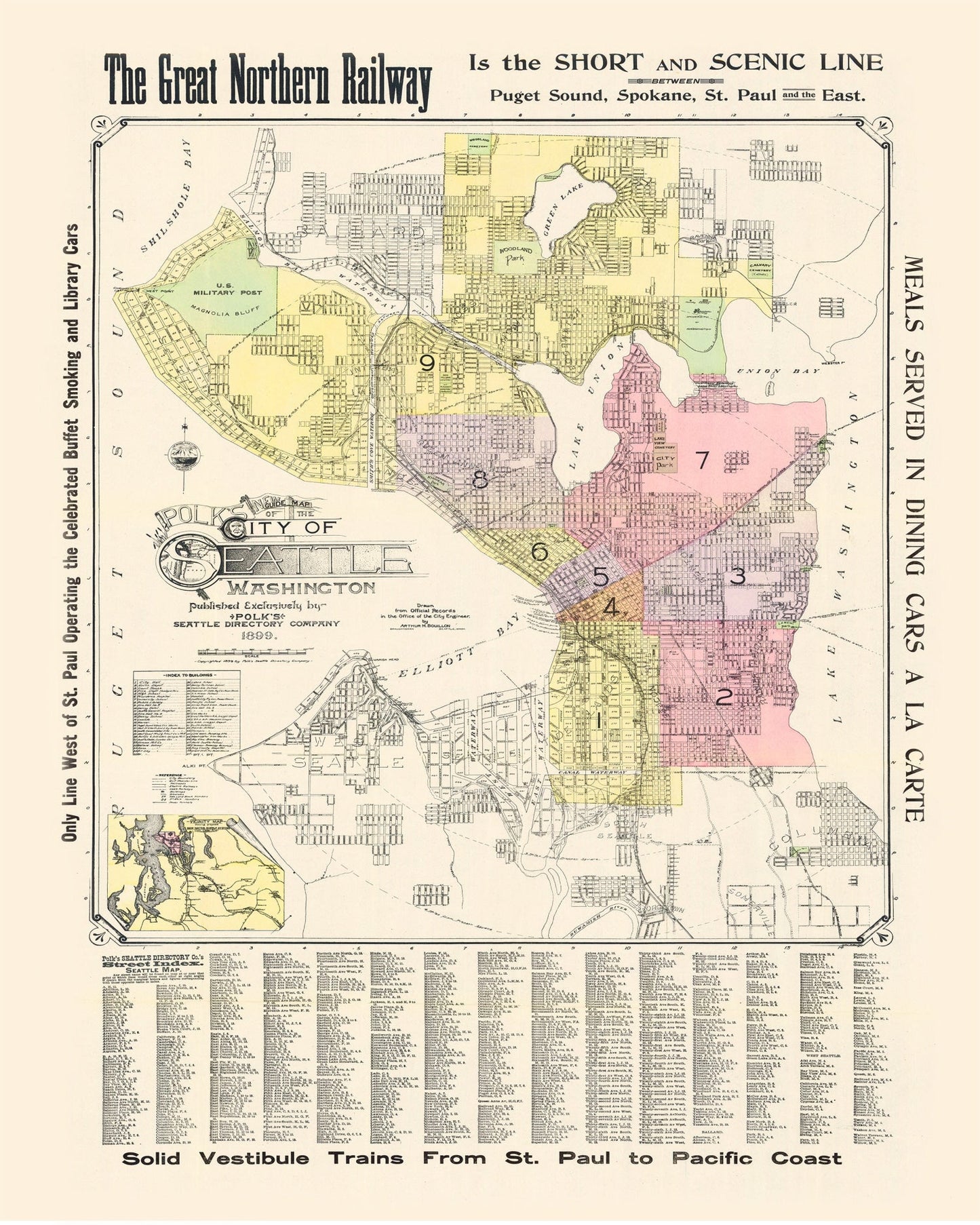 Vintage Map of Seattle, Washington, 1899