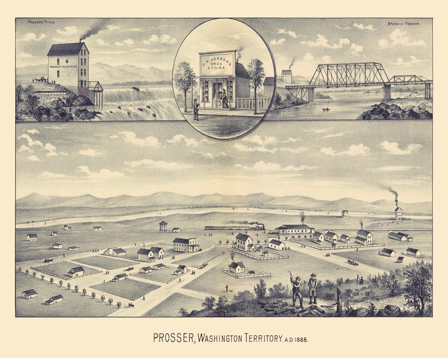 Vintage Map of Prosser, Washington, 1889