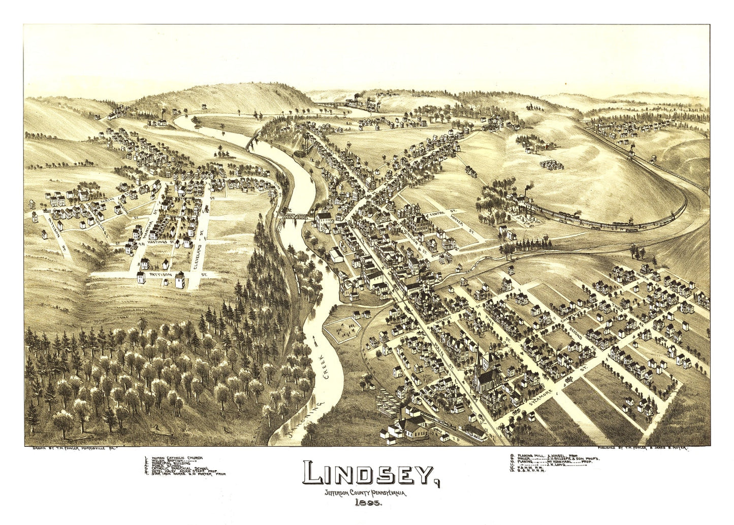 Vintage Map of Lindsey, Pennsylvania, 1895