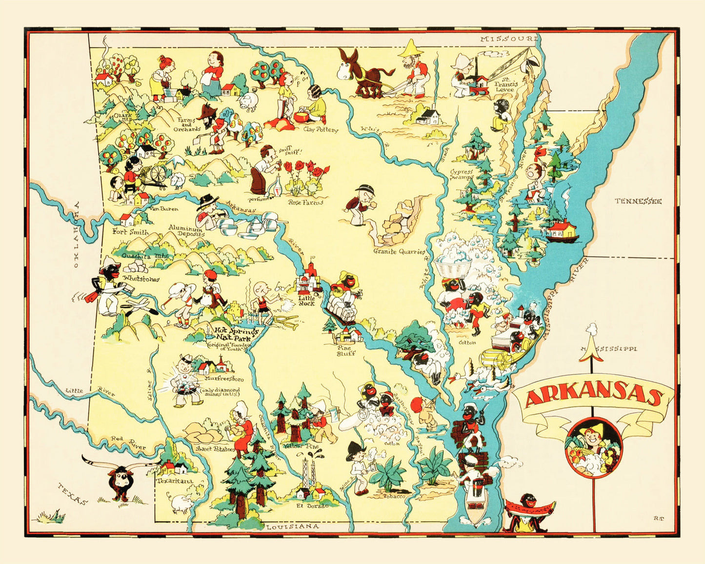 Vintage Map of Arkansas, 1935 (Highway Edition)