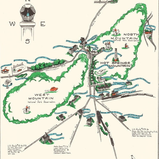 Vintage Map of Hot Springs National Park, Arkansas, 1948