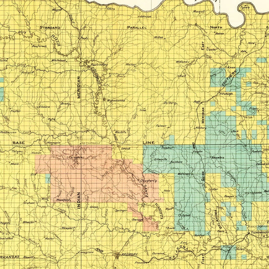 Vintage Map of Chickasaw Nation, Indian Territory 1900