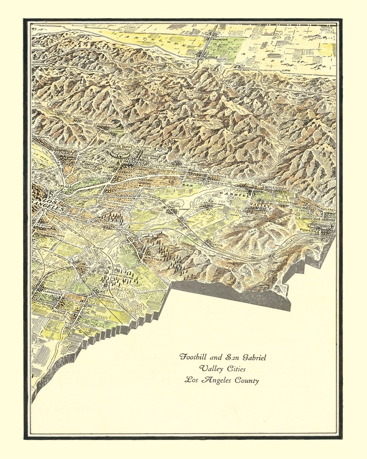 Vintage Map of San Gabriel Valley, California, 1931