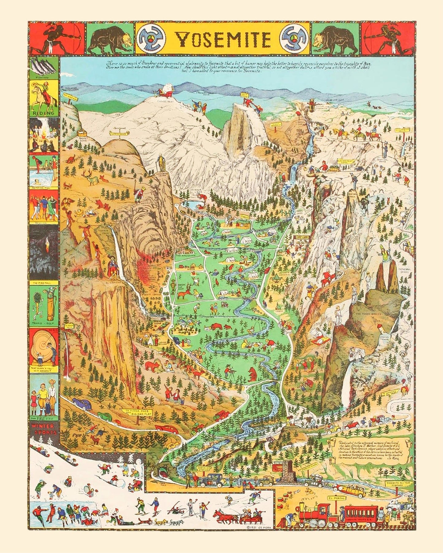 Vintage Map of Yosemite National Park, 1931