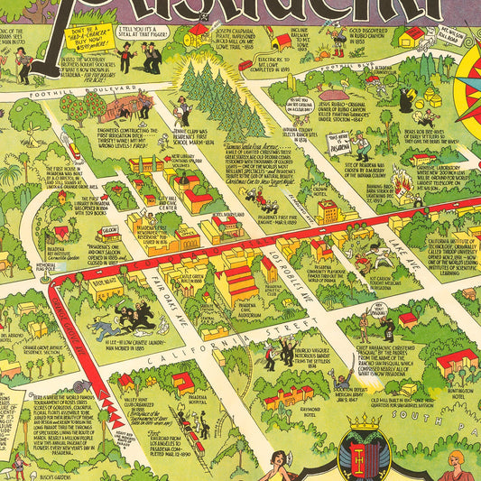 Vintage Map of Pasadena, California, 1933