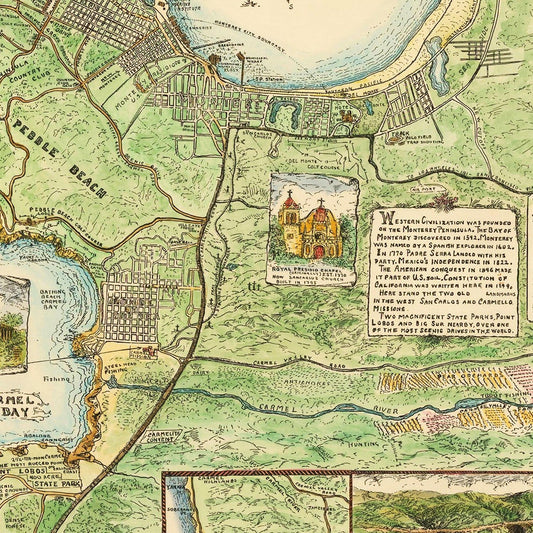 Vintage Map of Monterey, California, 1933