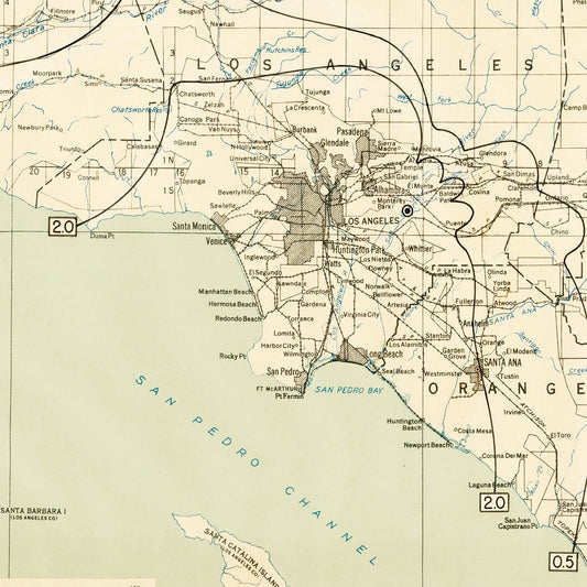 Vintage Map of Pasadena, California, 1935 II