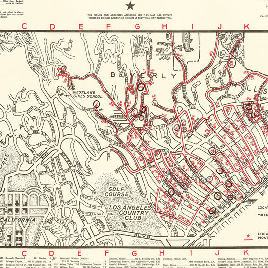Vintage Map of Beverly Hills, California, 1938