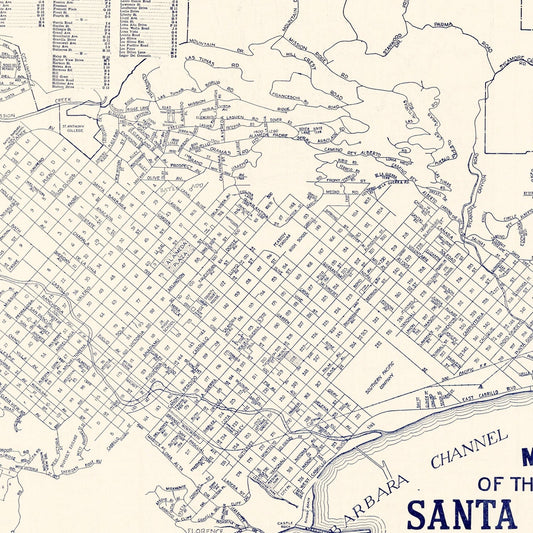 Vintage Map of Santa Barbara, California, 1920 II