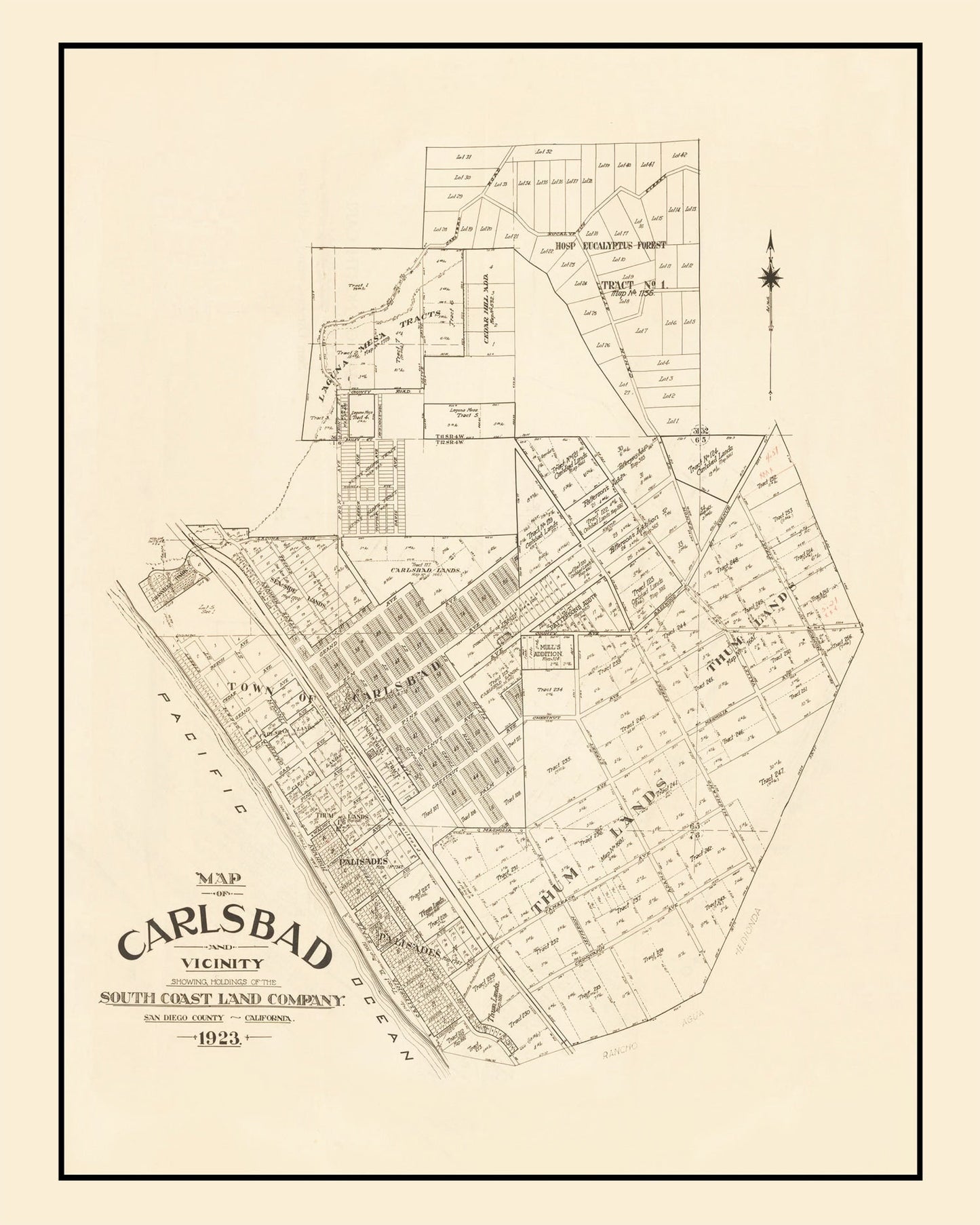 Vintage Map of Carlsbad, California, 1923