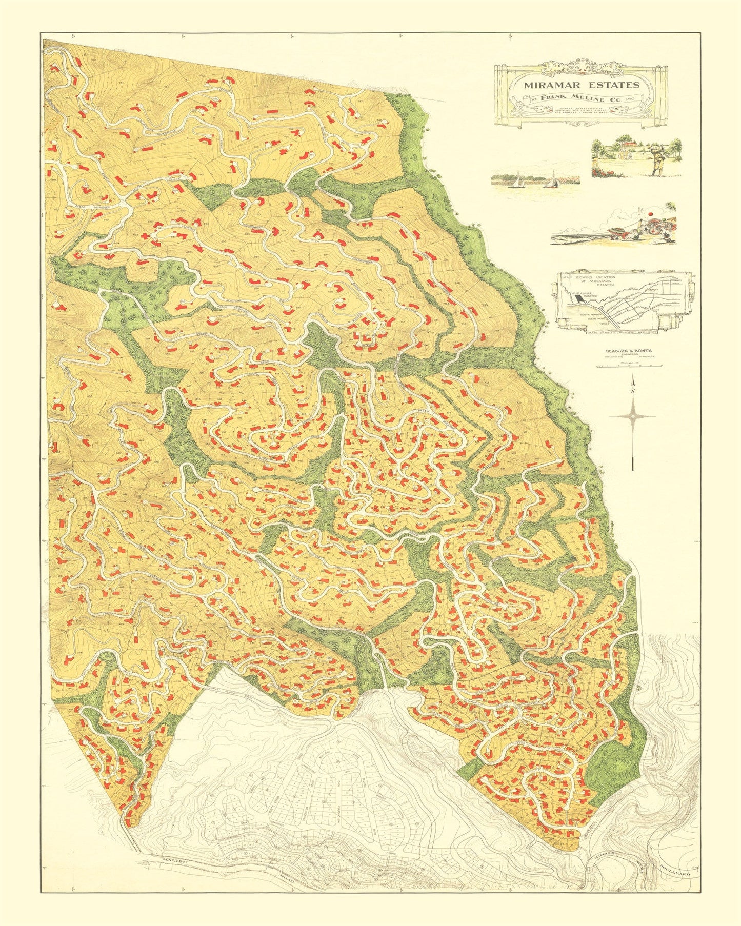 Vintage Map of Pacific Palisades, California, 1926