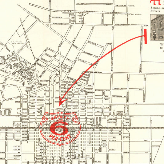 Vintage Map of Pomona, California, 1926