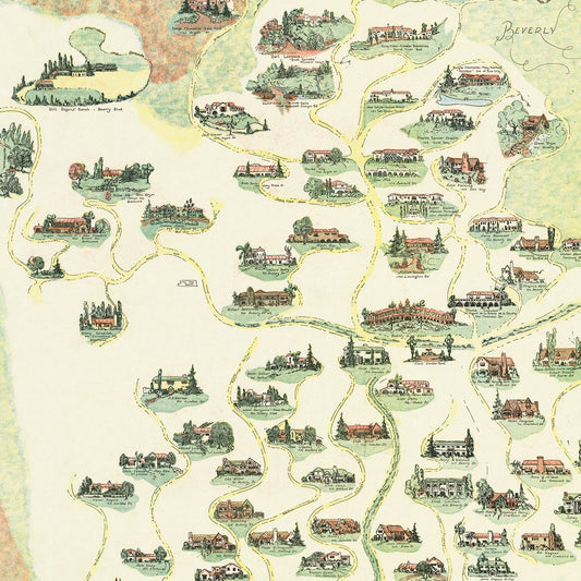 Vintage Map of Beverly Hills, California, 1930