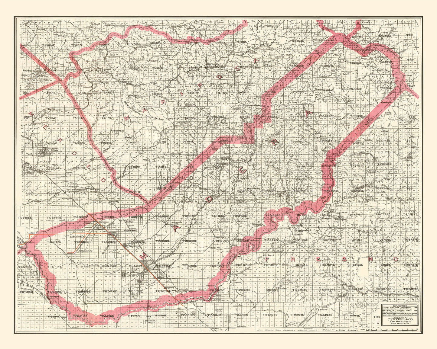 Vintage Map of Madera County, California, 1914