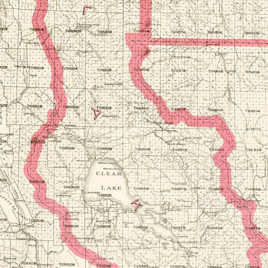Vintage Map of Lake County, California, 1914