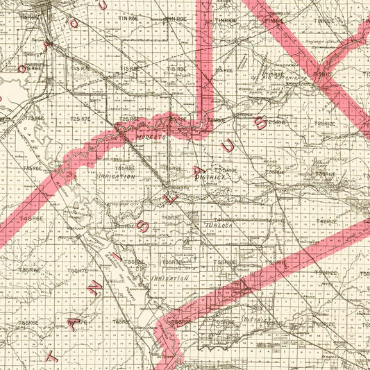 Vintage Map of Stanislaus County, California, 1914