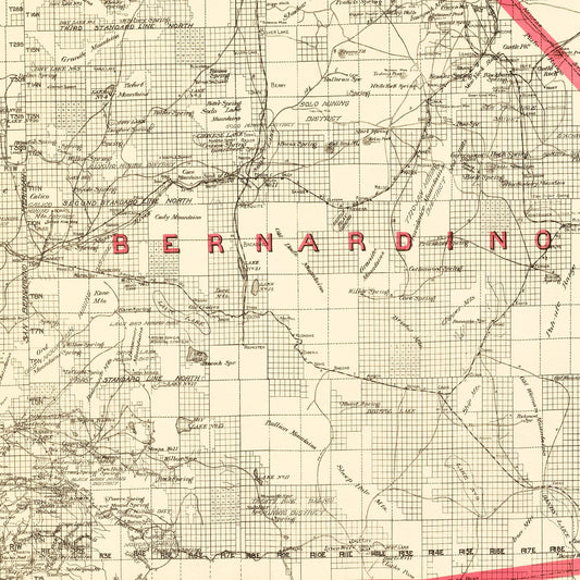 Vintage Map of San Bernardino County, California, 1914