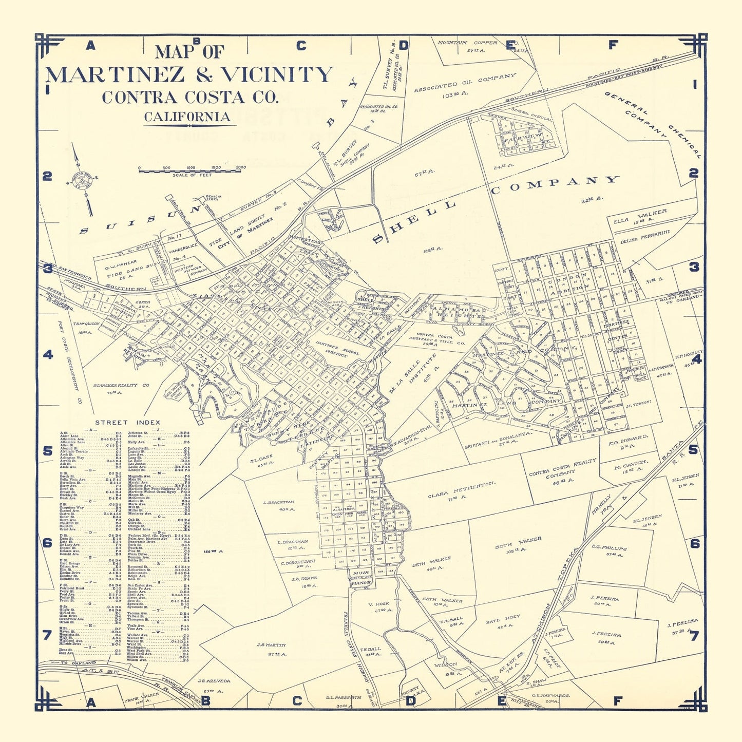 Vintage Map of Martinez, California, 1920