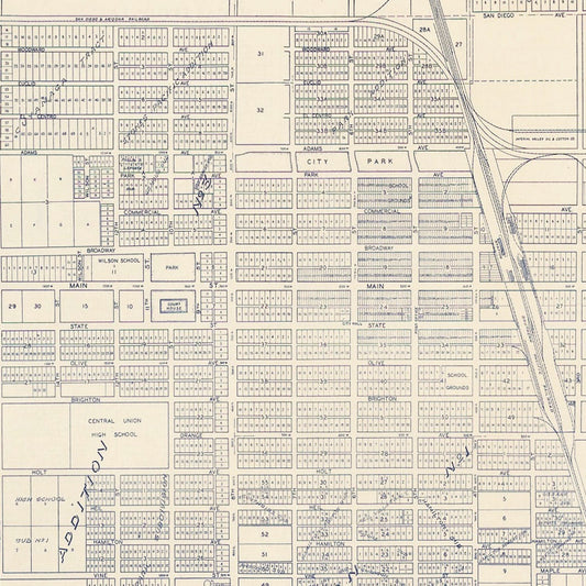Vintage Map of El Centro, California, 1920