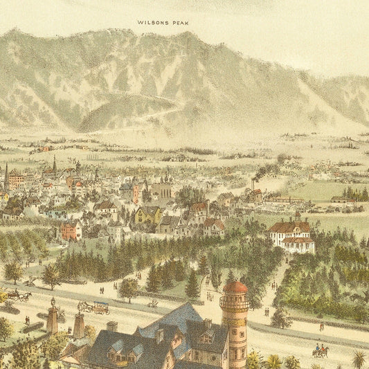 Vintage Map of Pasadena, California, 1892