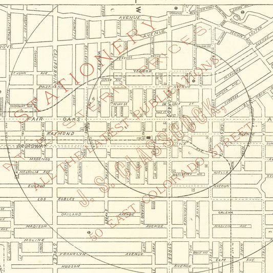 Vintage Map of Pasadena, California, 1893
