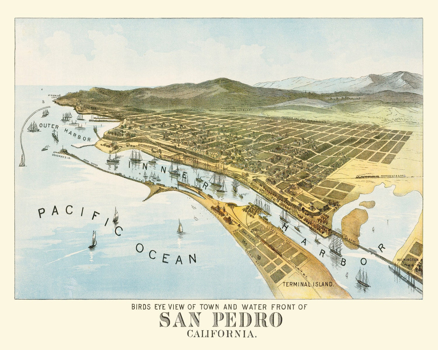 Vintage Map of San Pedro, California, 1897 No.2