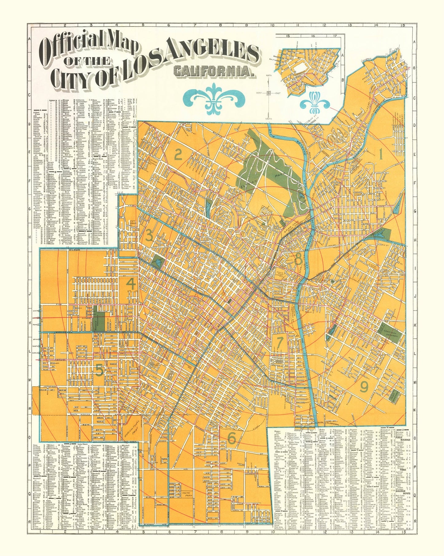 Vintage Map of Los Angeles, California, 1900