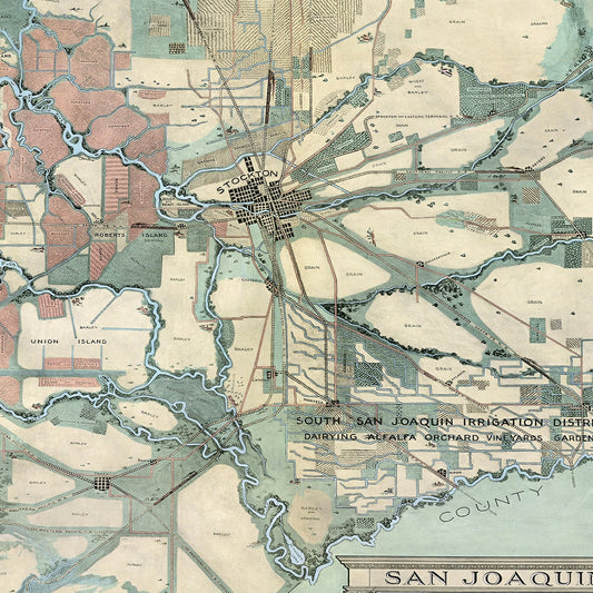 Vintage Map of San Joaquin, California, 1910 II