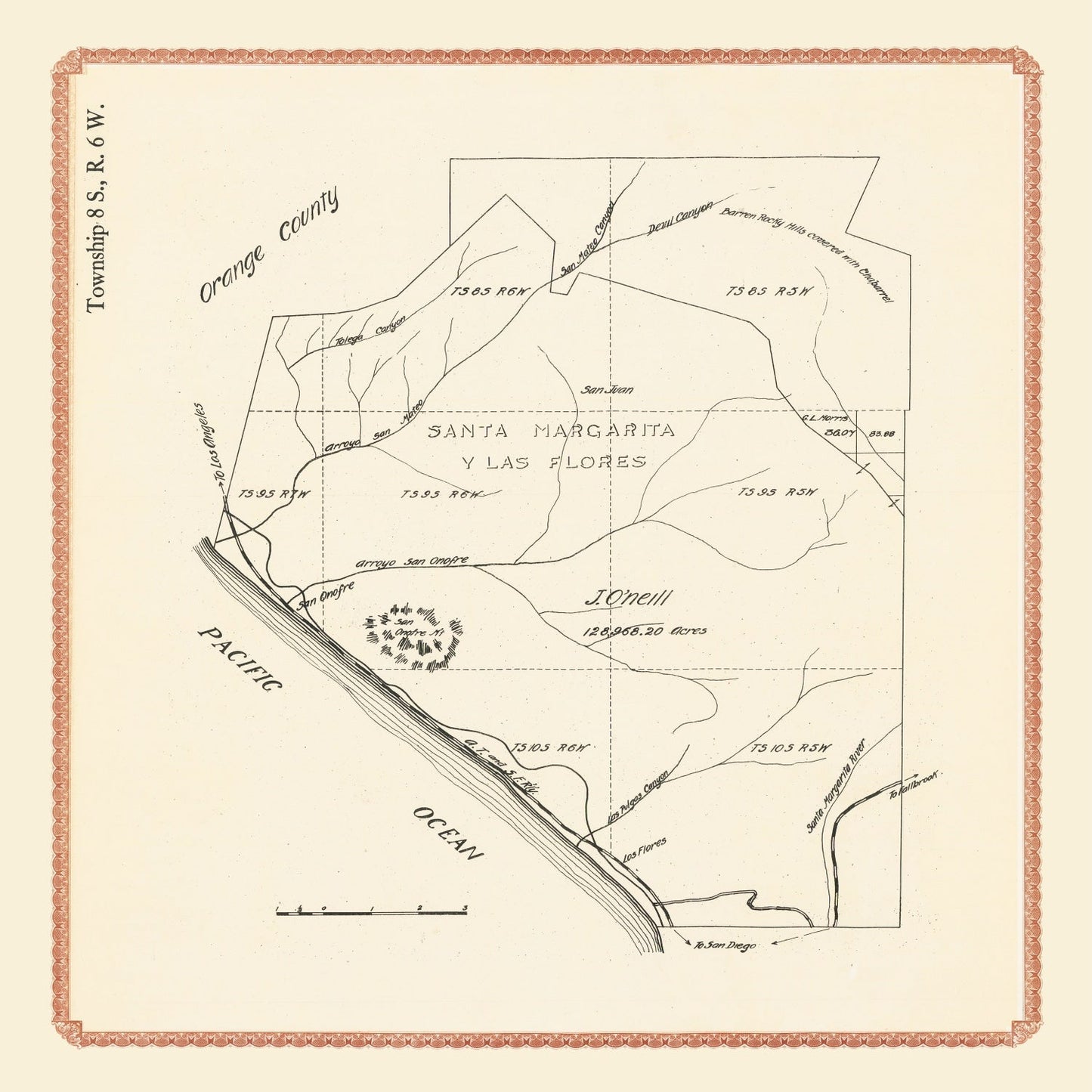 Vintage Map of Camp Pendleton, California, 1912