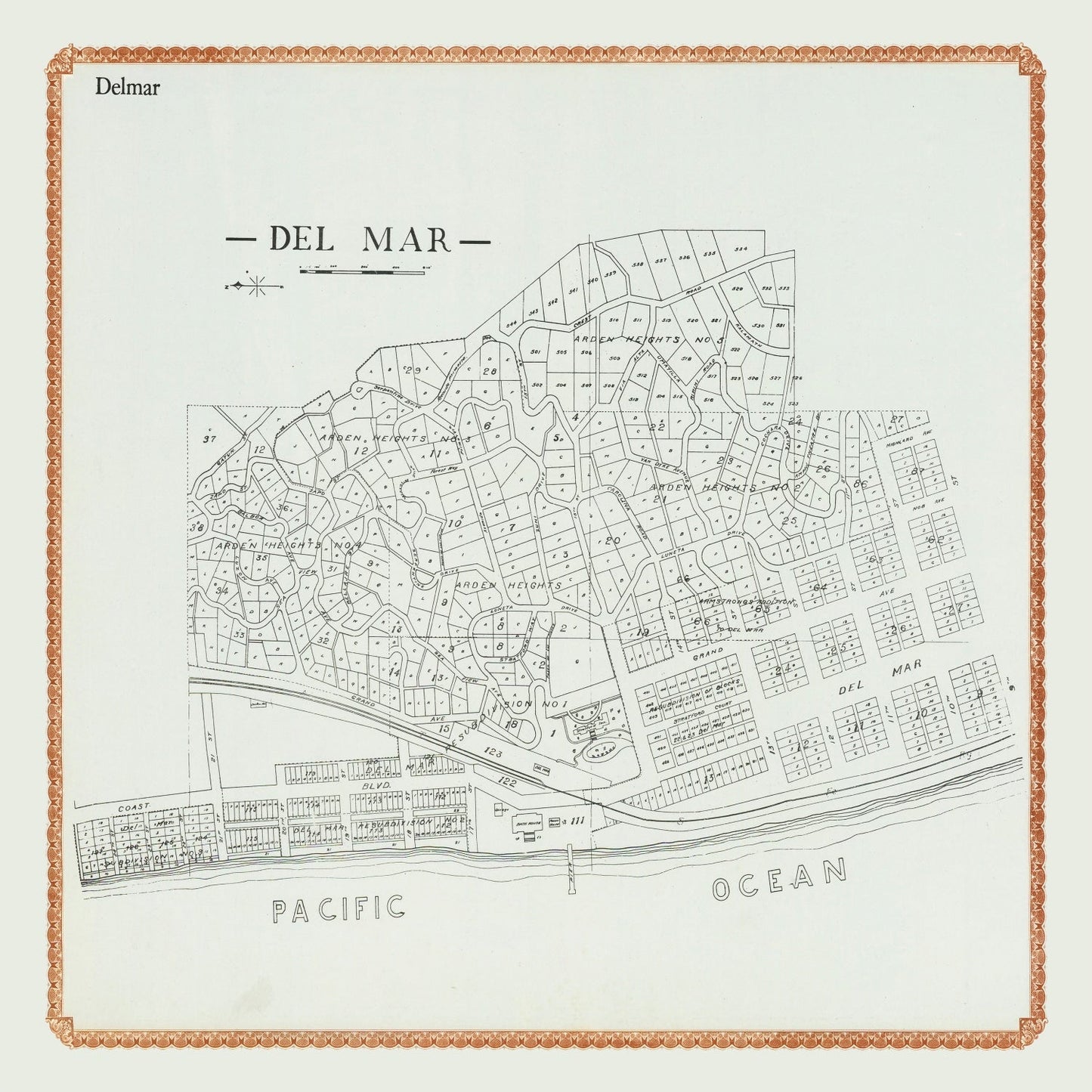 Vintage Map of Del Mar, California, 1912