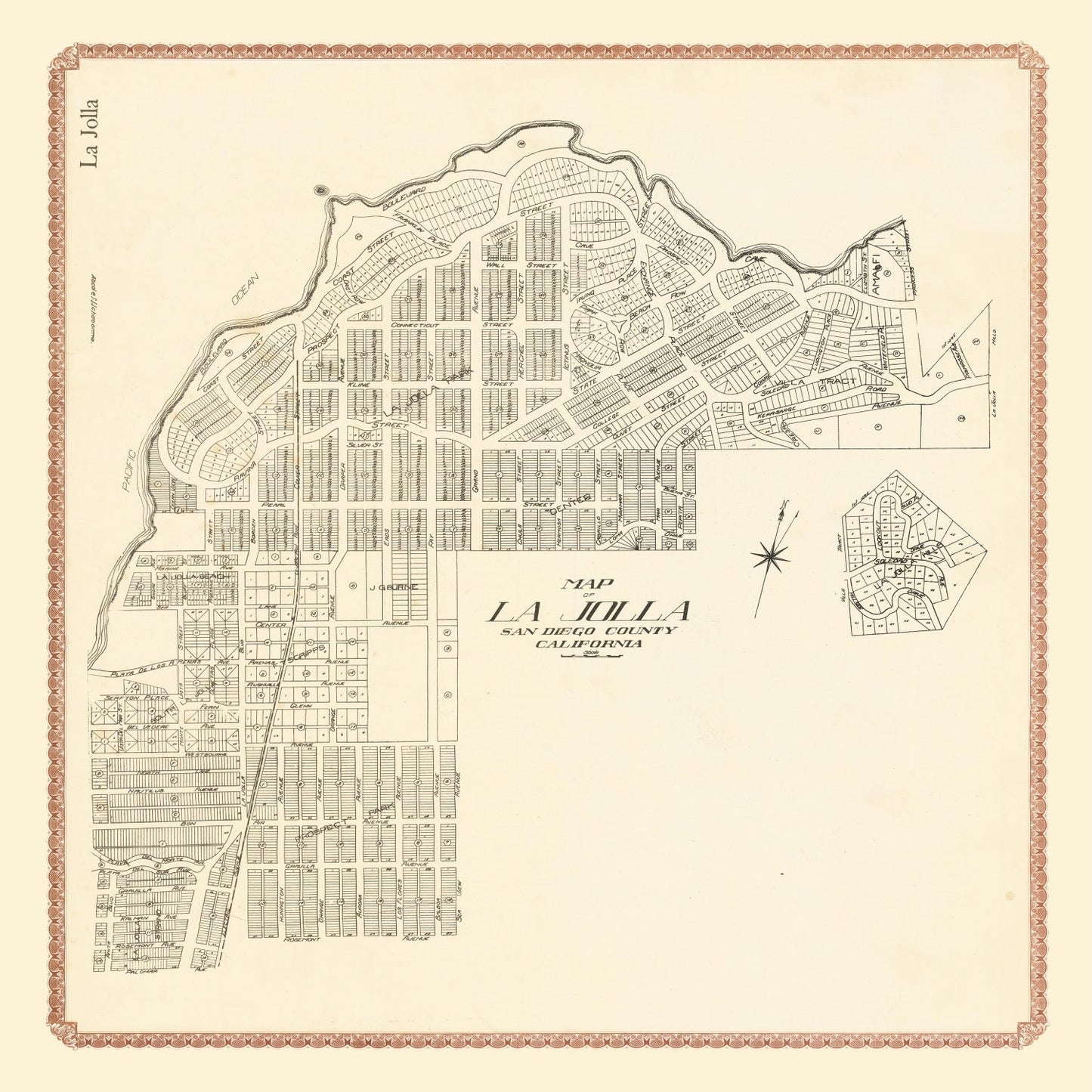 Vintage Map of La Jolla, California, 1912