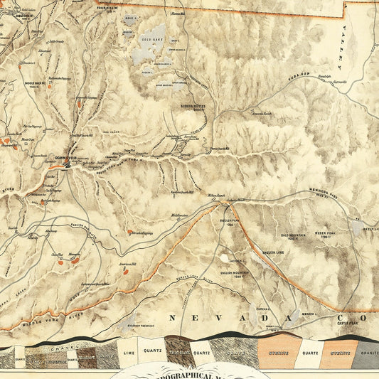 Vintage Map of Sierra County, California, 1874