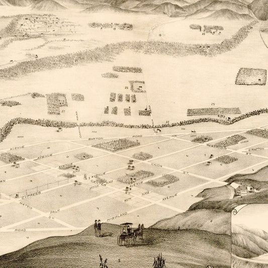 Vintage Map of Redlands, California, 1882