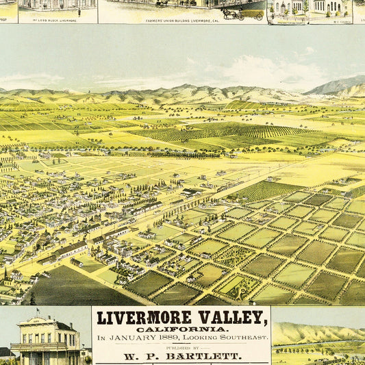 Vintage Map of Livermore, California, 1889