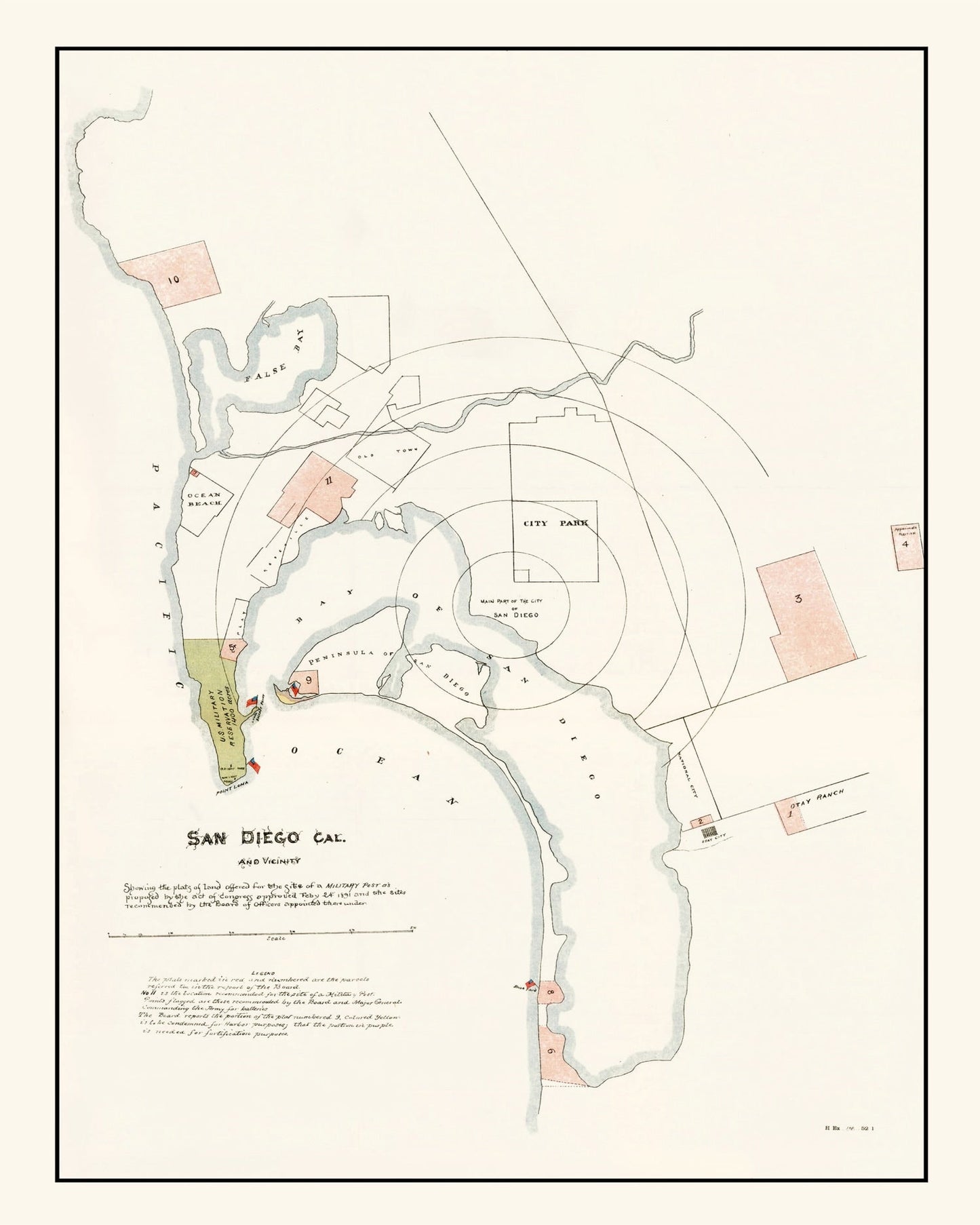 Vintage Map of San Diego, California, 1891 III