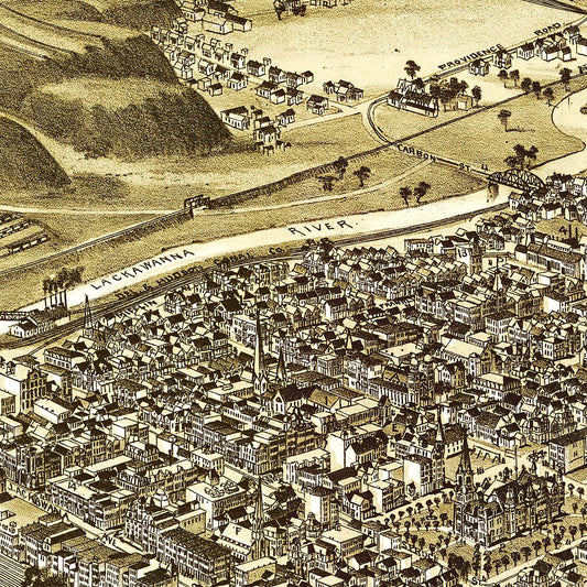 Vintage Map of Scranton, Pennsylvania, 1890