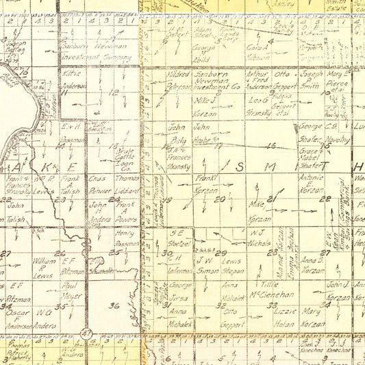 Vintage Map of Brule County, South Dakota, 1930