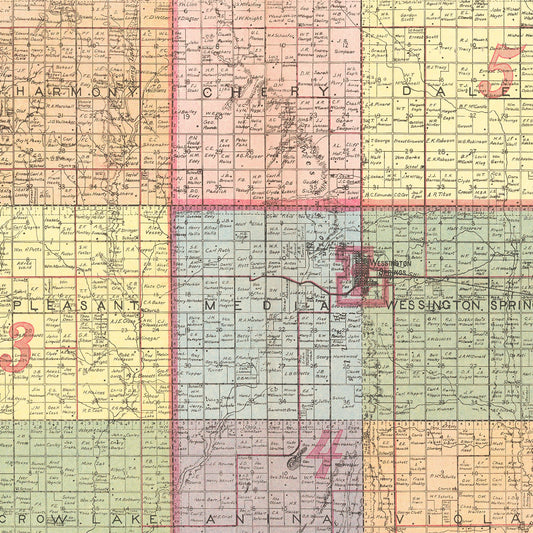 Vintage Map of Jerauld County, South Dakota, 1919