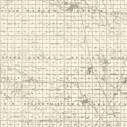 Vintage Map of Turner County, South Dakota, 1901