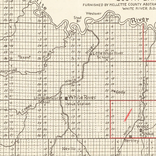 Vintage Map of Mellette County, South Dakota, 1900
