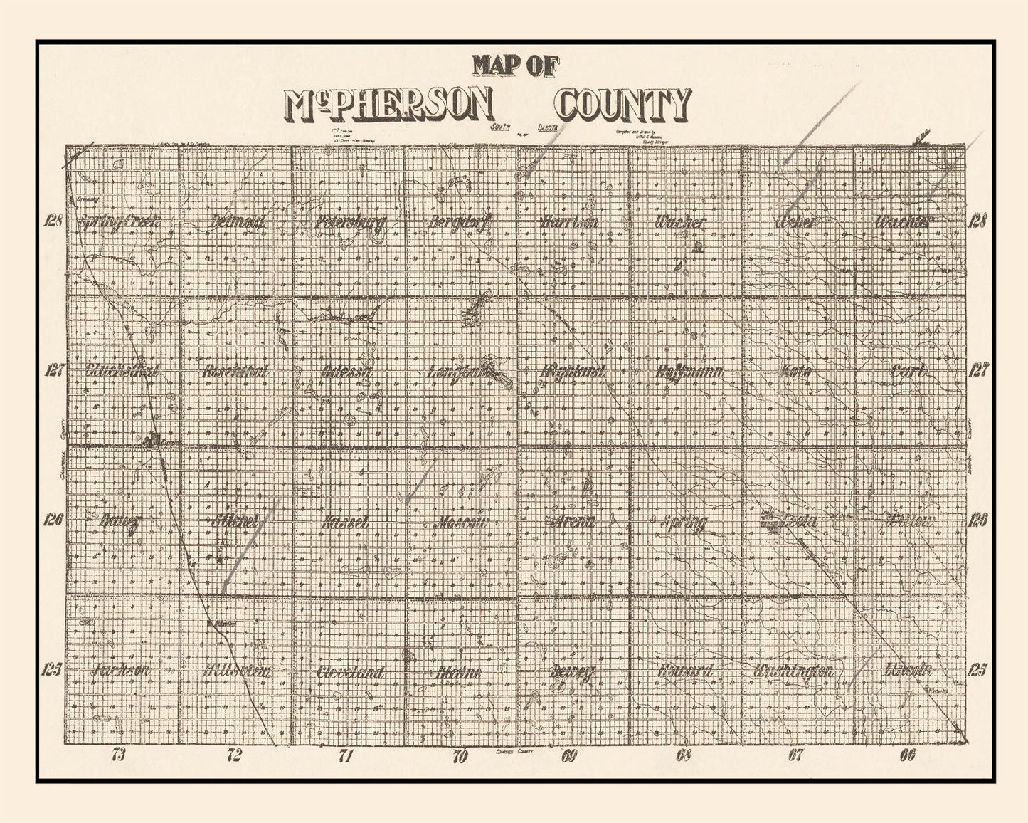 Vintage Map of McPherson County, South Dakota, 1914