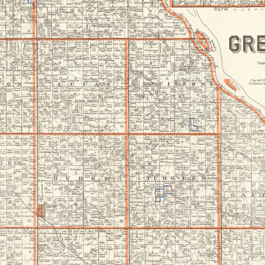 Vintage Map of Gregory County, South Dakota, 1909