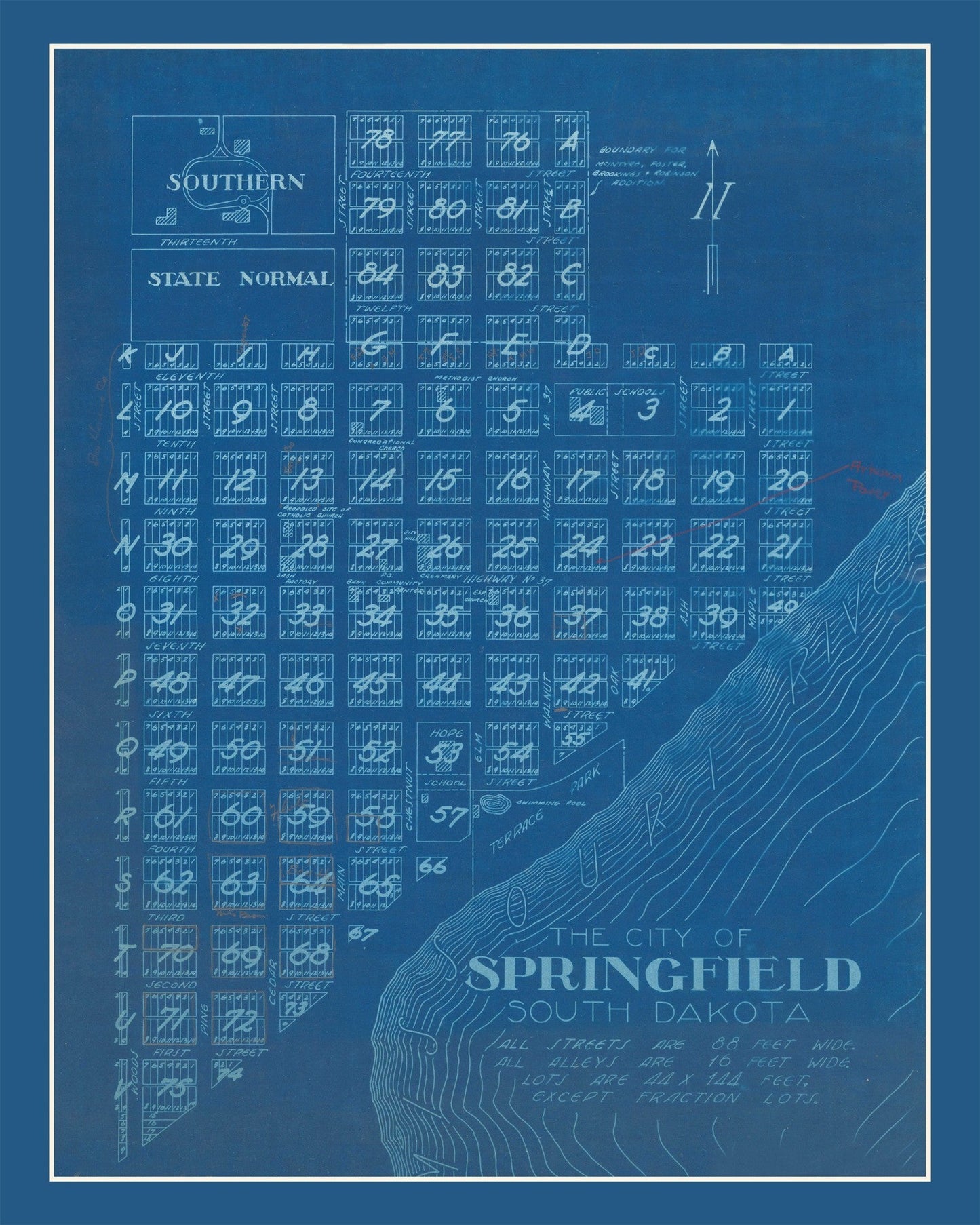 Vintage Map of Springfield, South Dakota, 1881